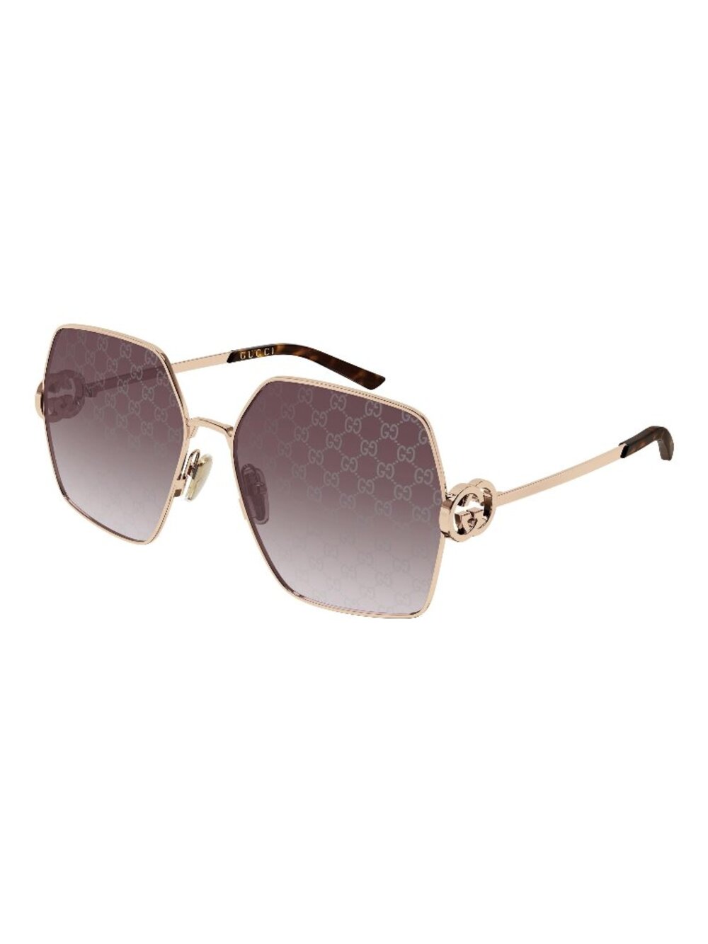 New Gucci Women's Sunglasses Gold Red Lens Metal Frame GG2163S 004 61